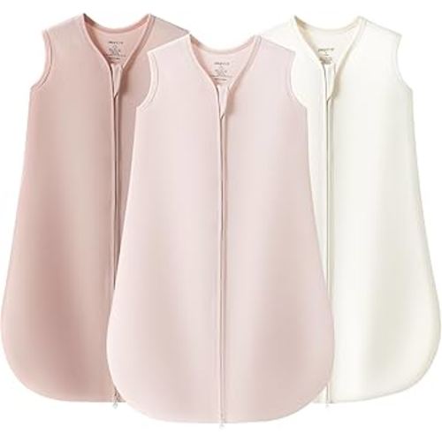 JELLYMONI Baby Sleep Sack 6-12 Months 100% Cotton Wearable Blanket, 0.5 TOG Soft Lightweight Toddler Sleeping Sack 3 Pack 2-Way Zipper Newborn Sleep Sacks