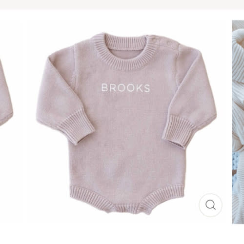Personalized Knit Sweater 3-6 months Bubble Romper in Solid | Caden Lane