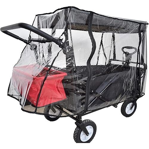 Rain Cover for Wagon Universal Clear Plastic Awning for Collapsible Beach Folding Utility Kids Grocery Push Stroller Wagon Cart Accessories Foldable