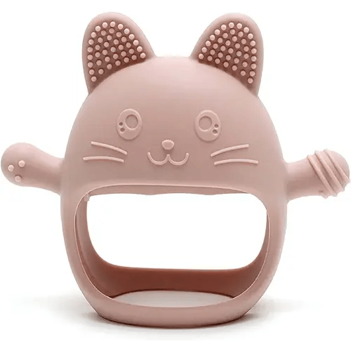 Komfy LilLove Food Grade Silicone Cat Teething Toys, Handle Wrist and Never Drop, BPA Free, Anti-Drop, Sustainable, Washable, and Non Toxic (Rose Pink)
