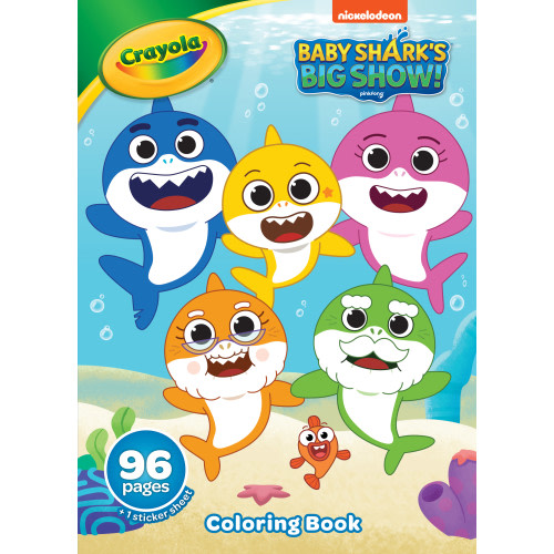 Crayola Baby Shark Coloring Book with Stickers, Gift for Kids, 96 Pages, Ages 3, 4, 5, 6