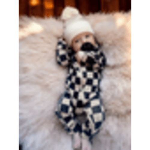 Tiramisu/Black Checkerboard / Organic 2-Way Zip Romper – SpearmintLOVE