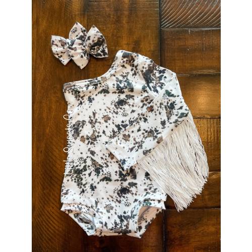 One Shoulder Leotard w/ Fringe Sleeve