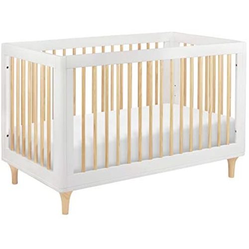 Babyletto Lolly 3-in-1 Convertible Crib with Toddler Bed Conversion Kit in White/Natural, Greenguard Gold Certified