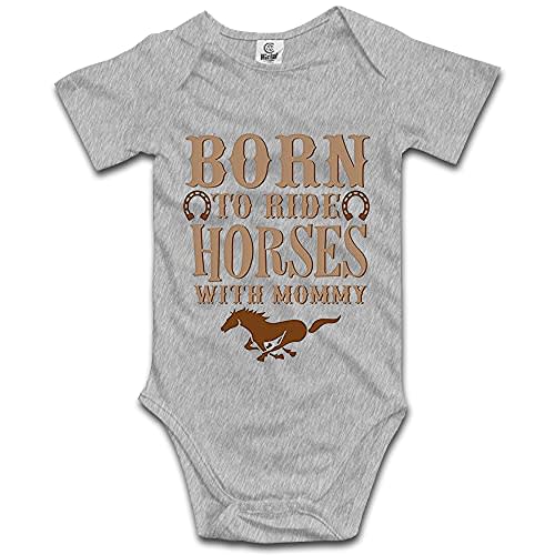 DOQOSESHY Born to Ride Horses with Mommy Baby Bodysuit Short/Long Sleeve Jumpsuit Rompers, 3 Months