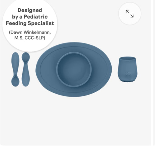 First Foods Set / Silicone Spoon, Cup & Suctioning Bowl for Infants– ezpz