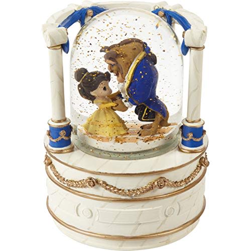 Precious Moments Disney Beauty and The Beast Resin/Glass Musical Snow Globe, Perfect Collectible Gift for Married Women