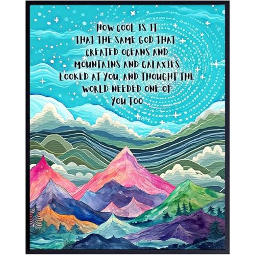 Christian art Kids Room Decor - Christian Wall Art & Decor - Religious Gifts - Inspirational quote Poster - spiritual Print - Baby Nursery Wall Picture - God Quotes Room Artwork - Watercolor Print