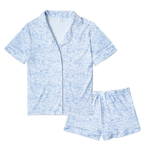 Hamptons Women’s Button Front Short Pajama Set - Size M