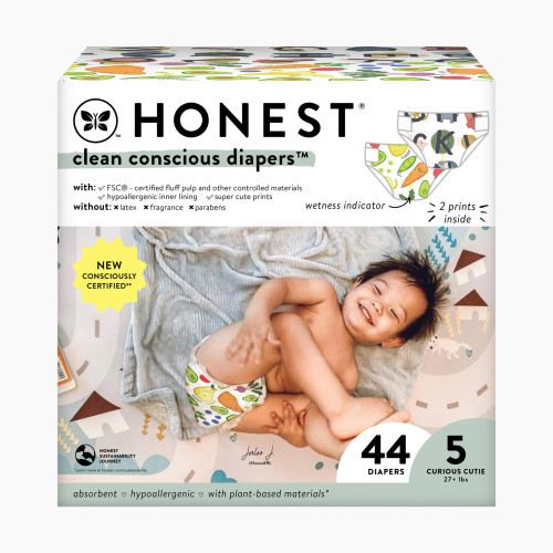 The Honest Company Clean Conscious Disposable Diapers - So Delish + All The Letters, Size 5, 44 Count