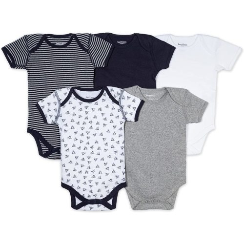 Burt's Bees Baby baby-boys Bodysuits, 5-pack Short & Long Sleeve One-pieces, 100% Organic Cotton