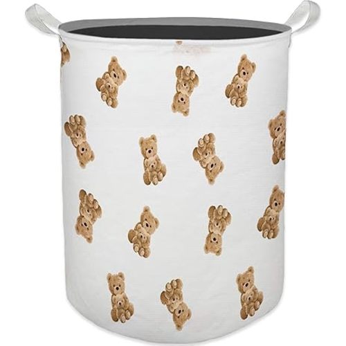 Cute Bear Kids Laundry Basket, Toybox for Boys Girls Room, Cute Laundry Basket Hamper Waterproof Collapsible Clothes Toys Storage Bin Organizer for Bedroom Bathroom Kids Room Dorm