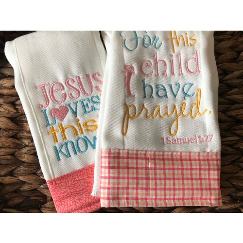 Burp Cloth Set- Jesus Loves Me Burp Cloth Set- For This Child I have Prayed Burp Cloth- Girls Burp Cloth set-Burp Cloths