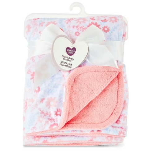 Parent's Choice Baby Girl Premium Ultra Soft Plush Floral Blanket, 30" x 40"