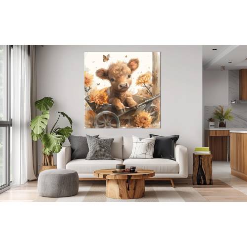 Highland Cow Nursery wall art Baby Highland Cow canvas print Baby Cow Large canvas art Farm Nursery decor