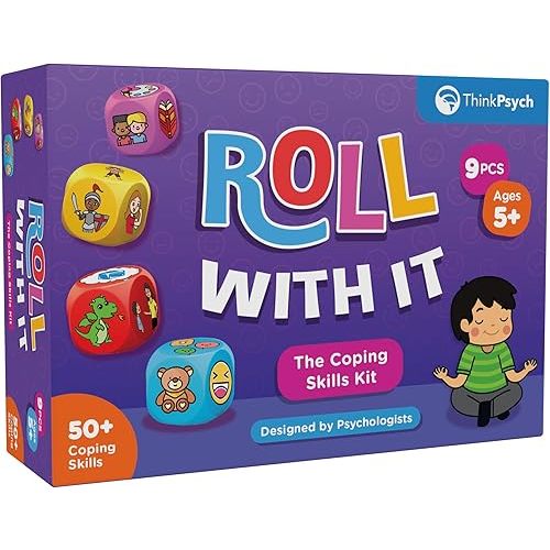 ThinkPsych Roll with It - CBT Coping Skills Kit - Anger Management - Stress Relief - Social Emotional Learning Toys & Anxiety Relief Tools for Kids - Ages 5-12 - Play Therapy & Calm Down Kit