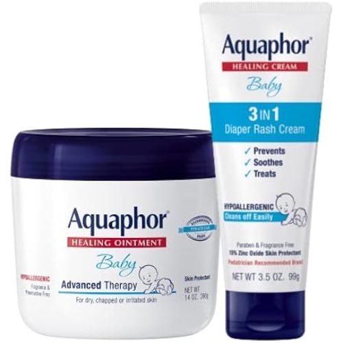 Aquaphor Baby Healing Ointment Advanced Therapy Skin Protectant for Chapped or Dry Skin, Drool Rash and Diaper Rash Ointment, 14 Oz Jar