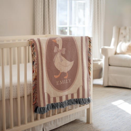 Baby Name Blanket Personalized Throw Goose Nursery Decor Baby Girl Gift Blanket with Name Baby Keepsake Gift for Custom Nursery Decorations