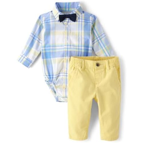 The Children's Place baby-boys And Newborn Button Down Shirt and Pants, 2 Piece Outfit