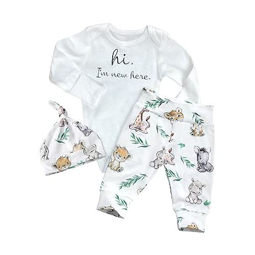 WIQI Newborn Boy Clothes Letter Print Long Sleeve Romper+Cute Animal Pants With Hat 3PCS Baby Boy Fall Winter Outfits