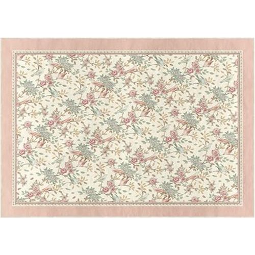 Artoid Mode Pink Floral Bird Spring Area Rug, Summer Home Decor Low-Profile Washable Area Rugs for Entryway Bedroom Living Room Laundry Room Indoor 5x7 Feet