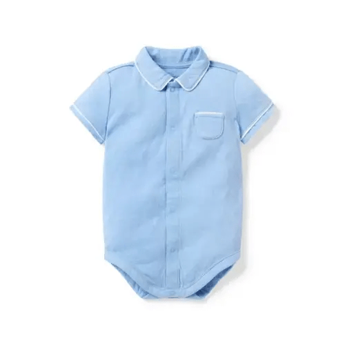 Baby Light Blue Baby Piped Collar Bodysuit by Janie and Jack