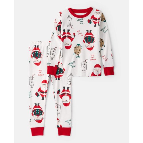 Baby Beige Santa Milk & Cookies 100% Cotton Long-Sleeve Snug Fit 2-Piece Pajamas - White - Carter's | Carter's