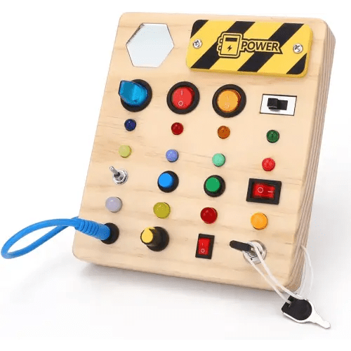 Montessori Busy Board,Montessori Toys for 1-3 Years Old,Baby Sensory Board,Preschool Learning Activities,Wooden Toys for Toddler,Christmas & Birthday Gift for Boys & Girls