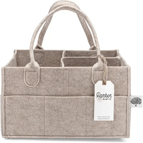 Parker Baby Diaper Caddy - Nursery Storage Bin and Car Organizer for Diapers and Baby Wipes - Oatmeal