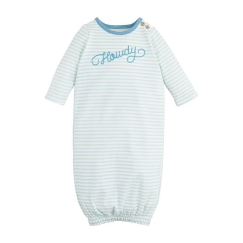 Blue Howdy Chainstitch Sleeper Gown | Mud Pie