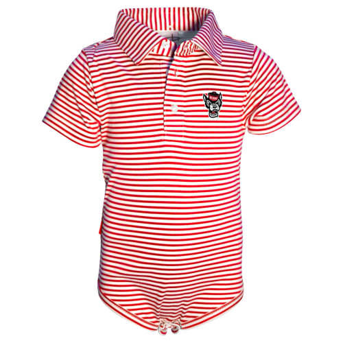 NC State Wolfpack Infant Red and White Striped Wolfhead Carson Polo On – Red and White Shop