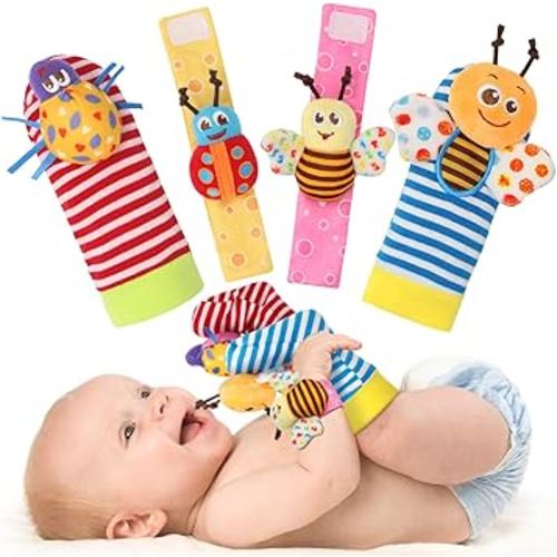 Bloobloomax Baby Rattles Toys for 0-12 Month, Infant Girl Boy Toys for Babies 3-6 Months, Newborn Hand & Foot Toys for 0 to 9 Months, Baby Shower Gifts Set with Wrist Rattle Socks