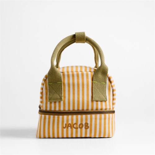 Personalized Pathfinder Gold Stripe Dual Compartment Soft Cotton Insulated Kids Lunch Box