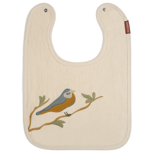 Bird Appliqué Organic Linen Two-Layer Bib