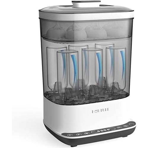 Baby Bottle Sterilizer | Esterilizador de Biberones, 6-in-1 HAUTURE Bottle Sterilizer and Dryer, Electric Steam Bottle Sanitizer for Baby Stuffs, Baby Bottles & Breast Pump Accessories,Black
