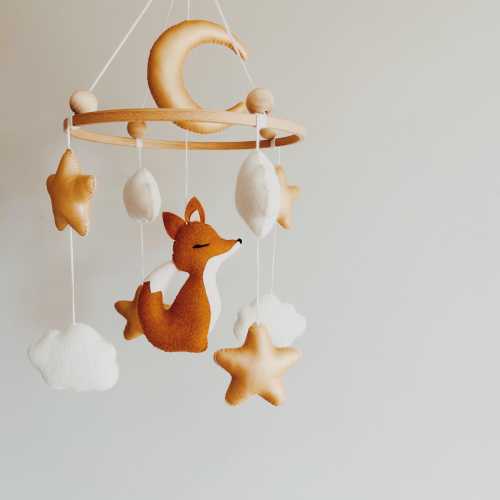Fox baby mobile , Boho nursery decor