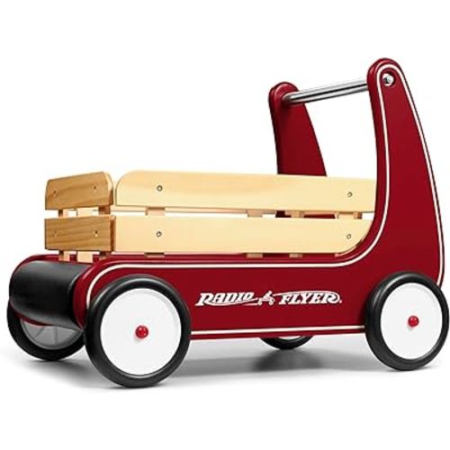 Radio Flyer Classic Walker Wagon, Sit to Stand Toddler Toy, Wood Walker, For Ages 1-4, Red