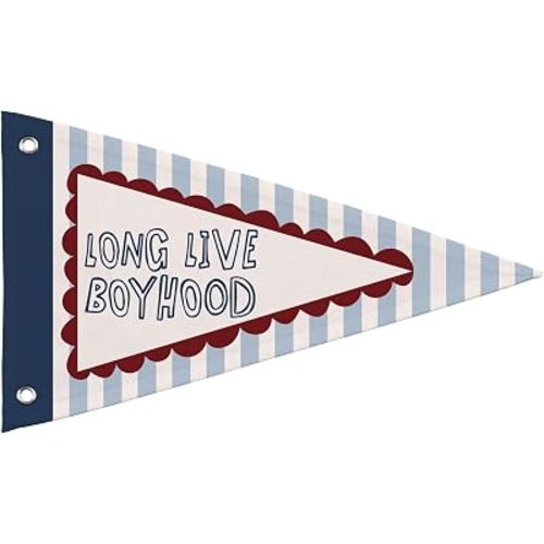 Long Live Boyhood Playroom Pennant Banner Flag Kids Nursery Decor