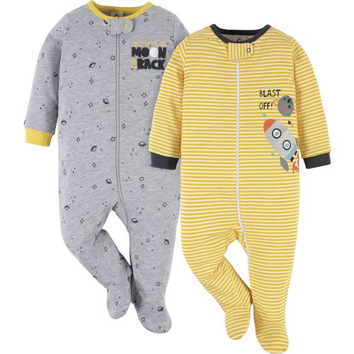 Gerber Baby Boys' 2-Pack Footed Pajamas