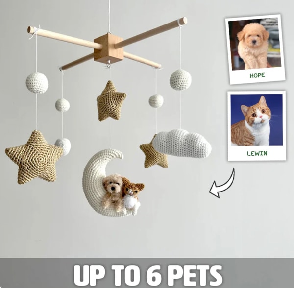 Pet Moon Brown | Custom Crochet Pet Nursery Baby Mobile – My Dollfy