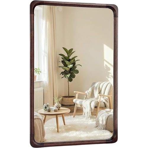 Wood Nursery Mirror 30 x 48 Inch, Solid Wood Framed Rectangle Mirror