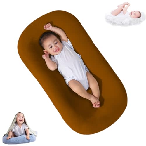 Saanerueen Baby Lounger, Baby Lounger for Newborn, Infant Lounger for Home and Trave (Brown)