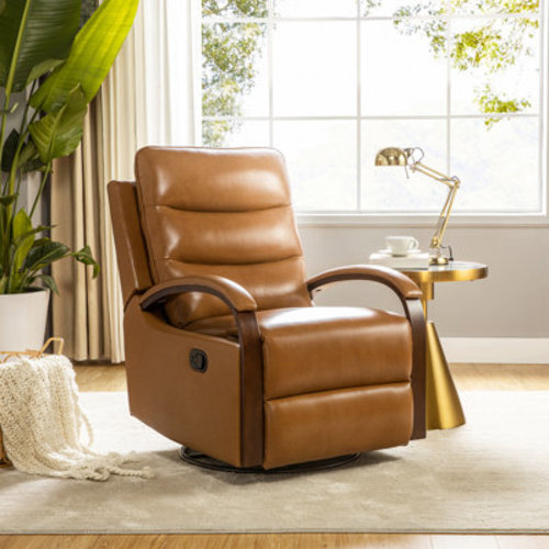 Wade Logan® Azilda 29" Wide Genuine Leather Manual Swivel Rocking Standard Recliner | Birch Lane