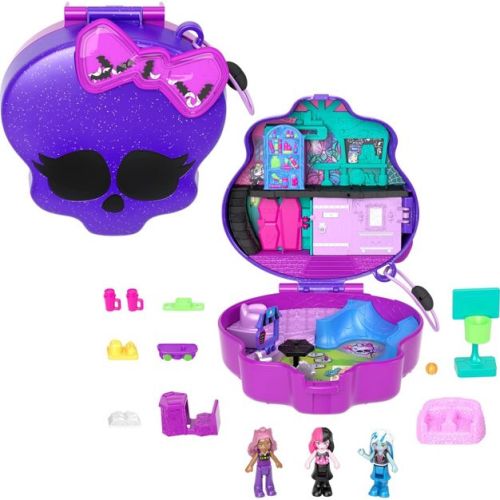 Polly Pocket Monster High Compact with 3 Micro Dolls & 10 Accessories