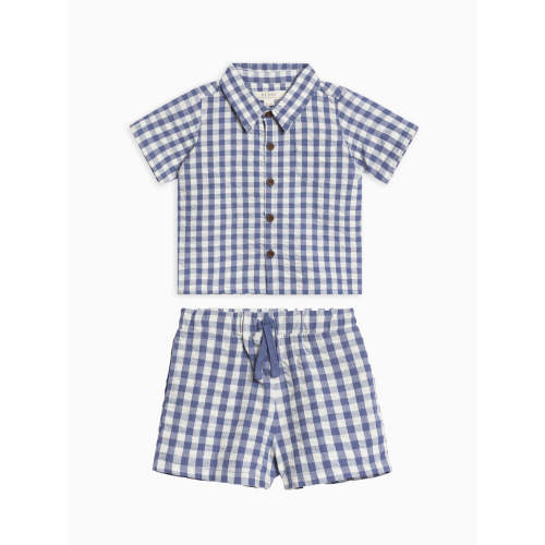 Organic 2 Piece Boys Seersucker Outfit Set