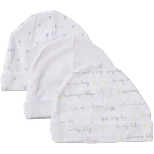 Newborn Baby Soft Cotton Organic Cap and Mitten Set Sunny Hatsfor Hospital Baby Boy and Girl(0-6 Months) White