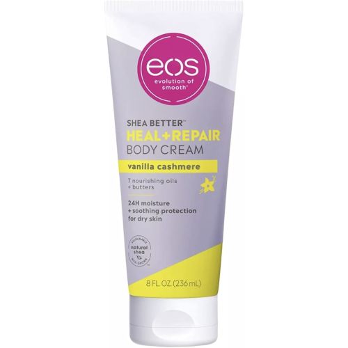 eos Shea Better Body Cream - Vanilla Cashmere Natural Body Lotion and Skin Care 24 Hour Hydration with Shea Butter & Oil 8 oz 1 Pack