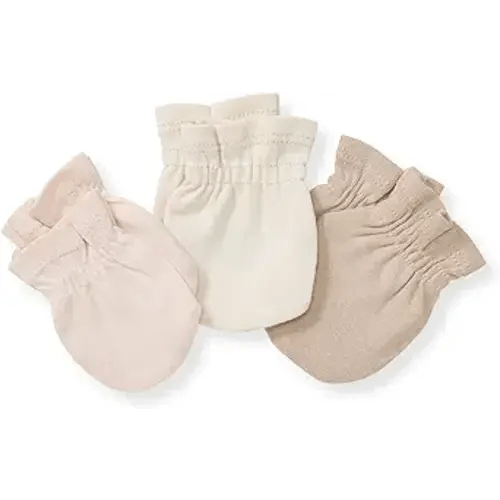 Burt's Bees Baby Unisex Baby Mittens, 100% Organic Cotton, One Size 3-Pack Solid Color Infant Scratch Protection Mitts