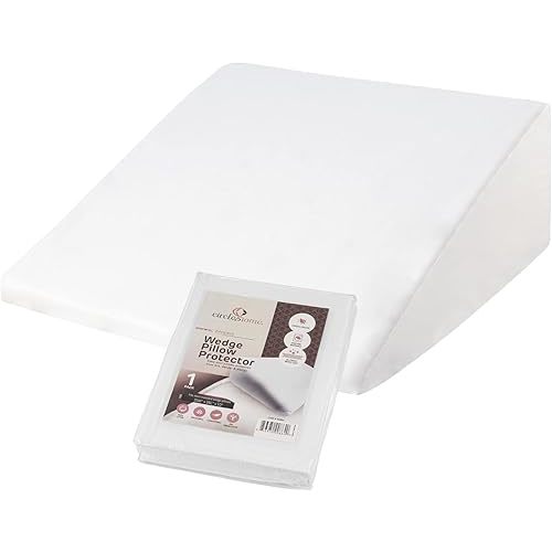 CirclesHome Wedge Pillow Cover 100% Cotton, Zippered Wedge Pillow Case Protector, Soft, Hypoallergenic & Breathable - 25x26x10”