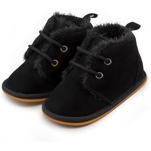 Sekantrol Newborn Baby Boys Girls First Walker Crib Shoes Soft Rubber Sole Infant Sneakers Fashion High-Top Non-Slip Toddler Oxford Dress Moccasins